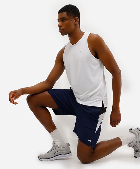 short masculino com bolsos e cordão azul