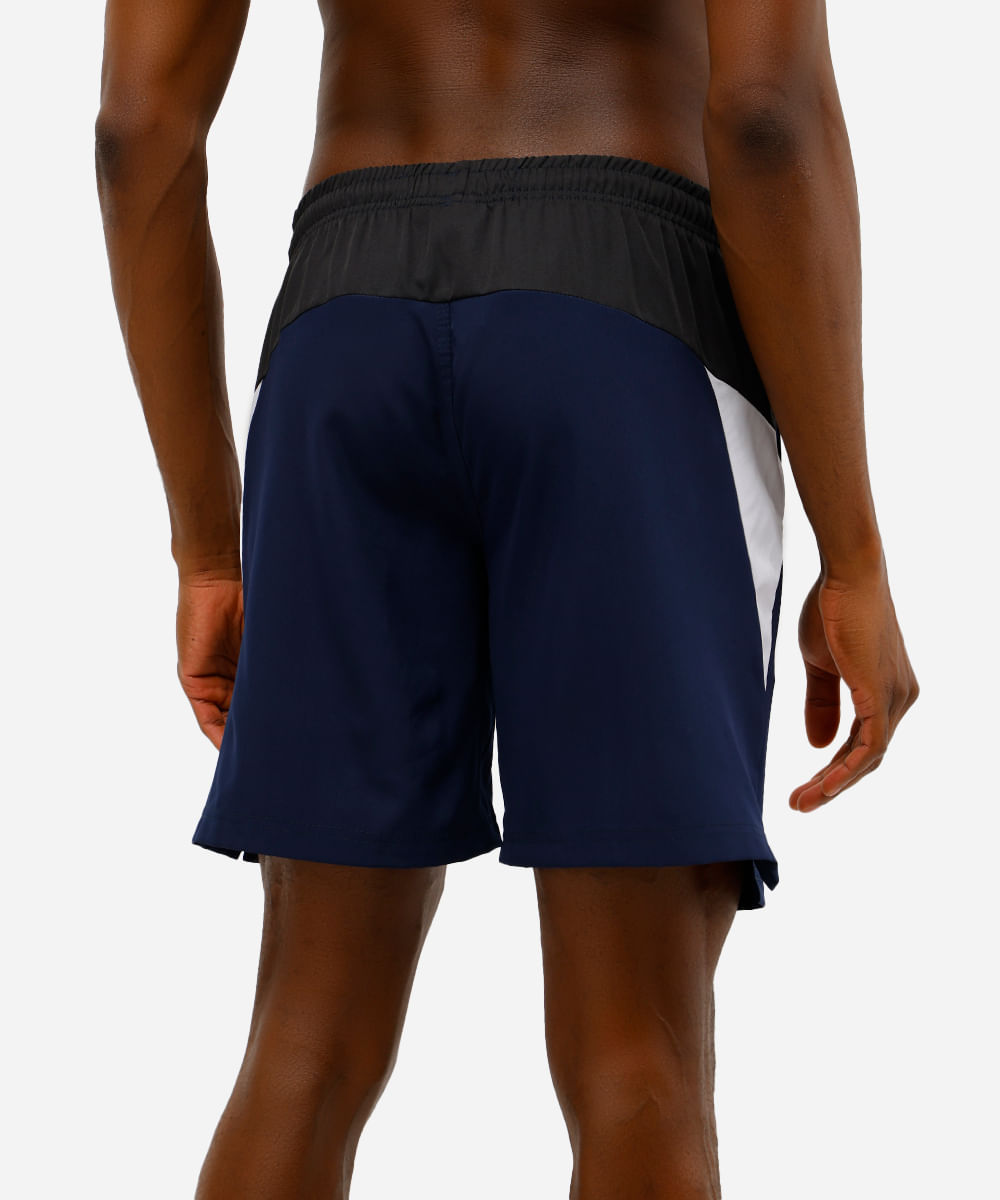 short masculino com bolsos e cordão azul