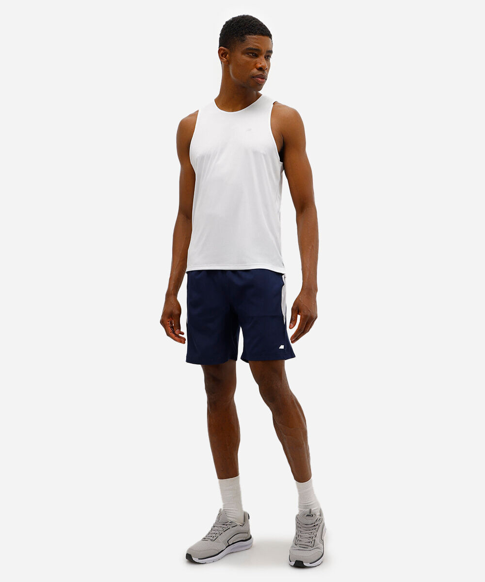 short masculino com bolsos e cordão azul
