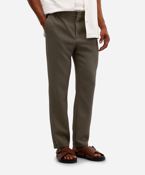 calça slim masculina texturizada cós elástico verde