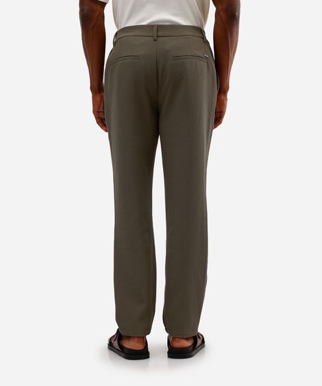 calça slim masculina texturizada cós elástico verde