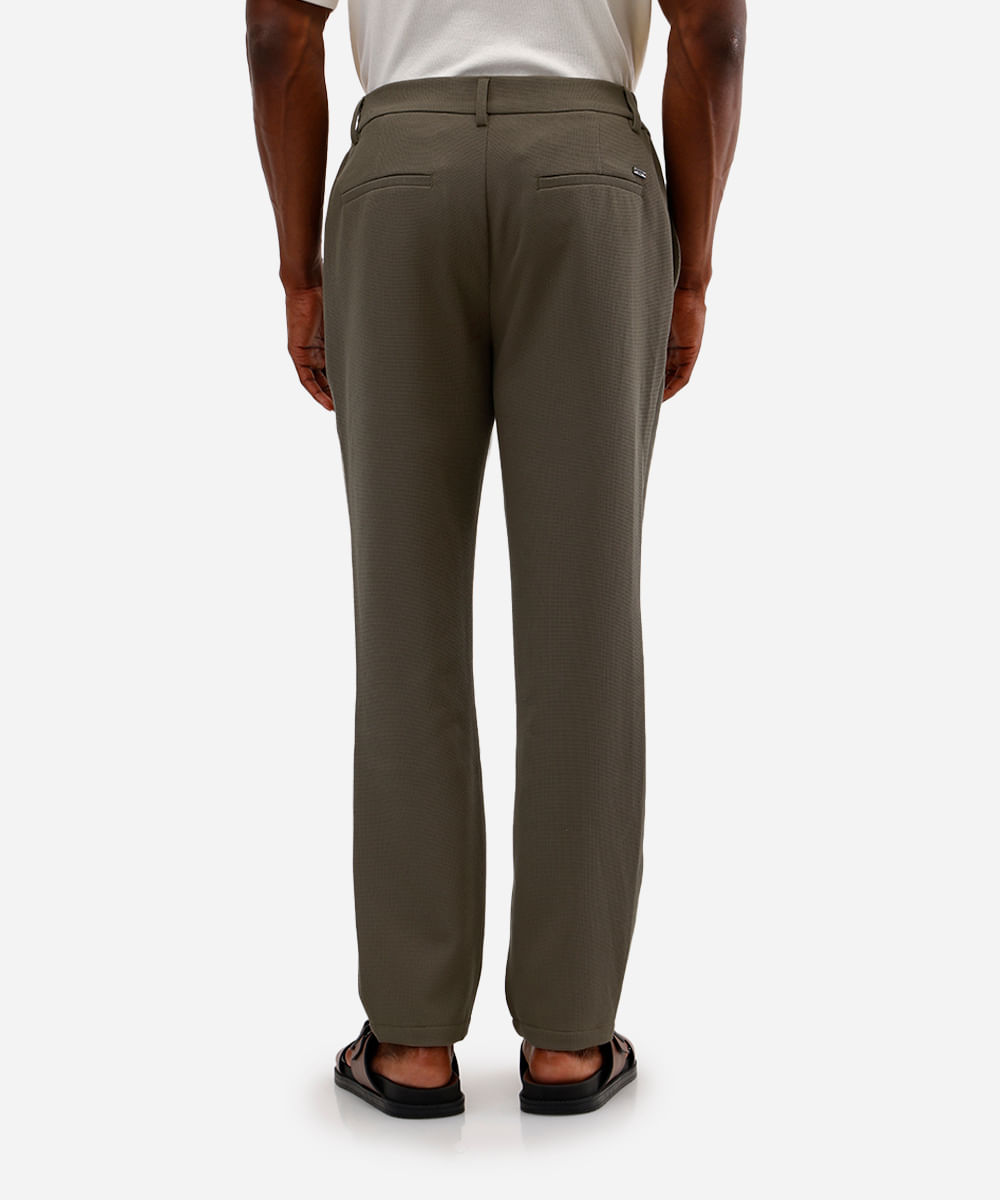 calça slim masculina texturizada cós elástico verde
