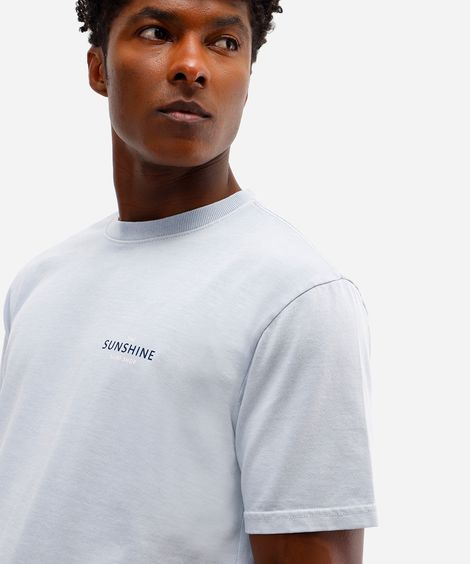 camiseta masculina de algodão estampada azul