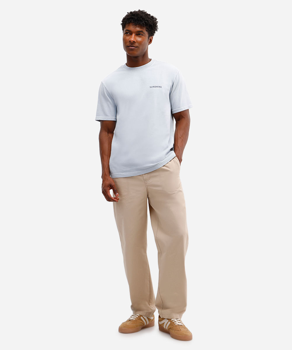 camiseta masculina de algodão estampada azul