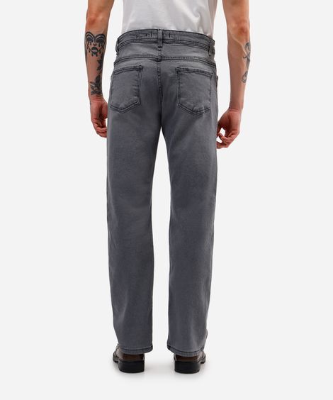 calça reta masculina jeans cinza