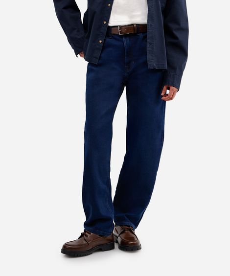 calça comfort reta masculina jeans azul