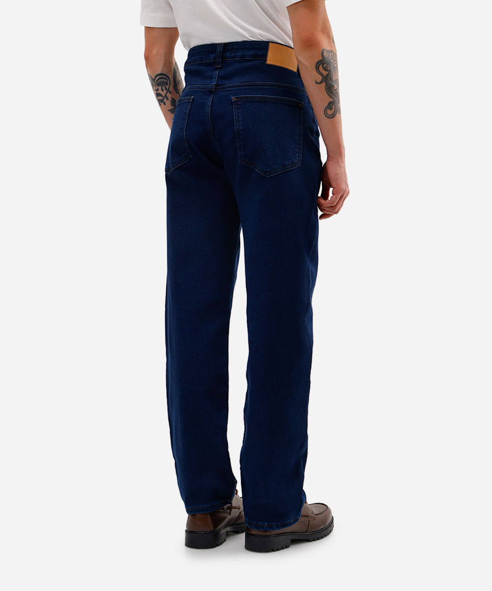 calça comfort reta masculina jeans azul