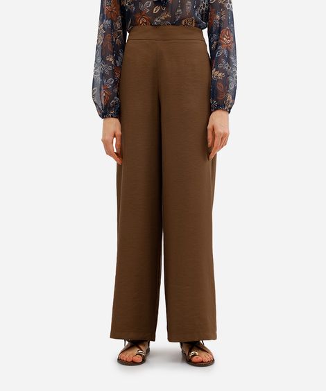 calça pantalona feminina de viscose marrom