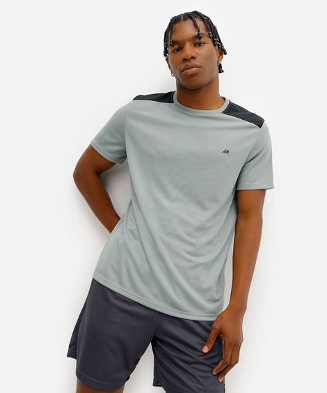 camiseta masculina esportiva com recorte verde