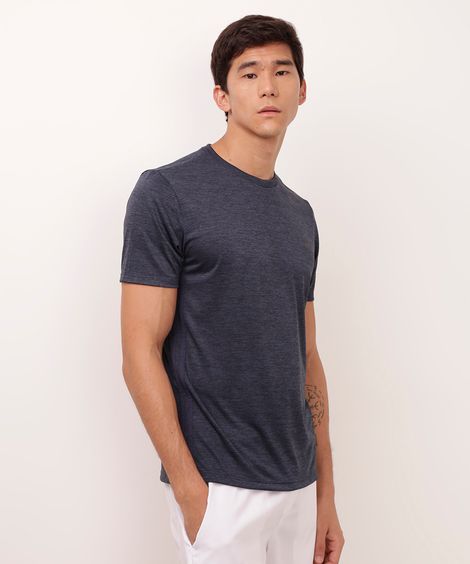 camiseta com listra lateral esportiva azul