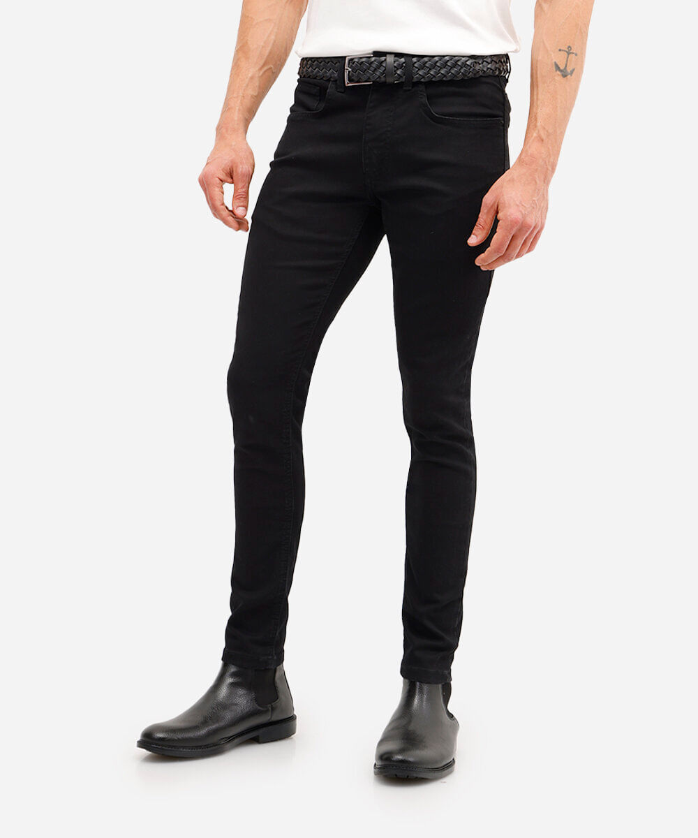 calça masculina super skinny preta