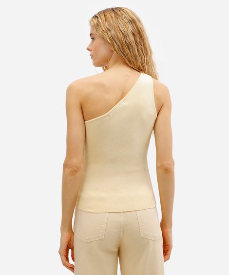 blusa ombro único feminina de tricot amarela