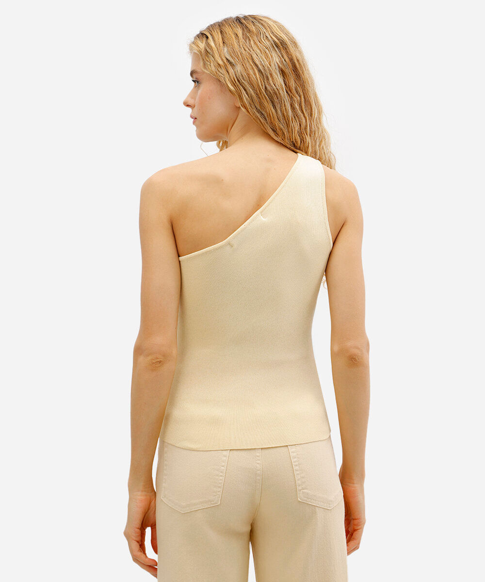 blusa ombro único feminina de tricot amarela