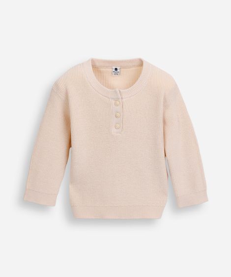 suéter infantil de tricot em algodão bege