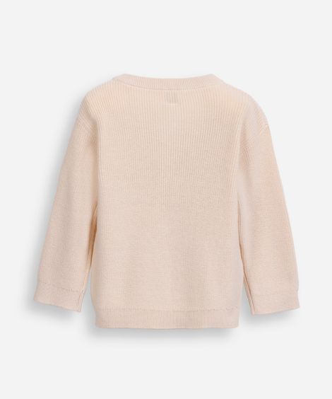 suéter infantil de tricot em algodão bege