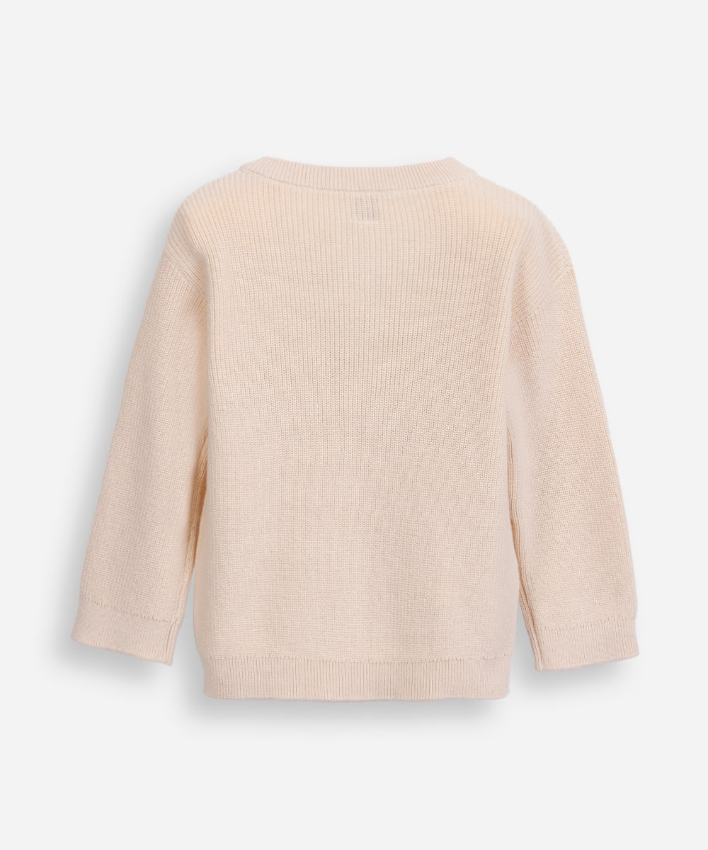 suéter infantil de tricot em algodão bege