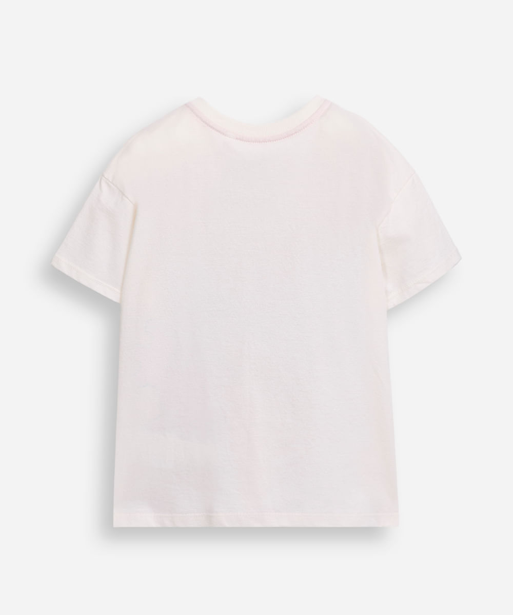 camiseta infantil de algodão stitch angel com glitter off white