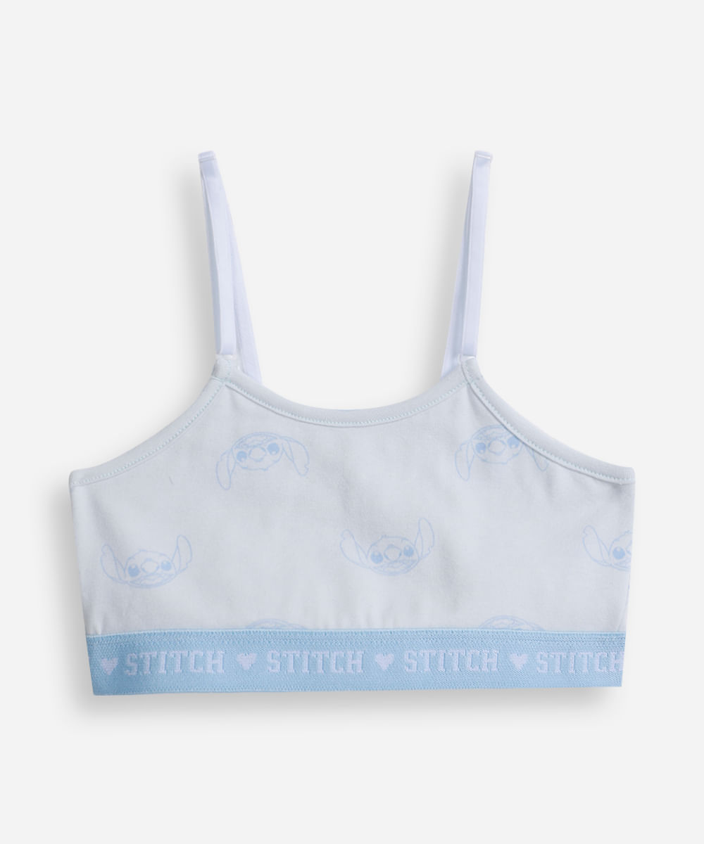 kit de 2 sutiãs infantil de algodão stitch - azul