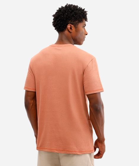 camiseta comfort masculina de algodão com bordado laranja