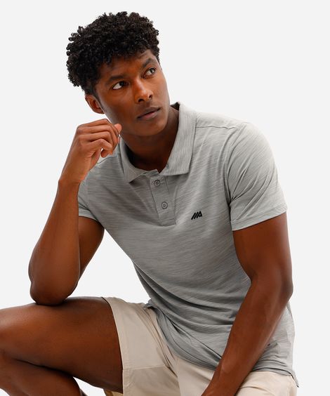 polo slim esportiva masculina cinza