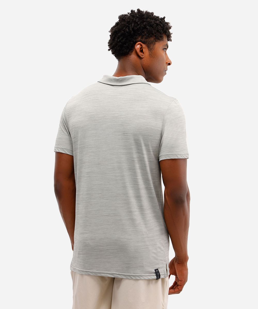 polo slim esportiva masculina cinza