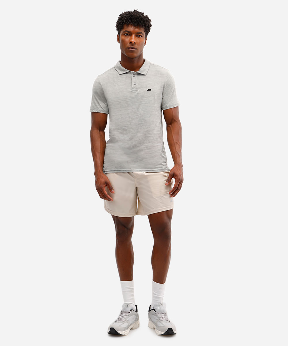 polo slim esportiva masculina cinza