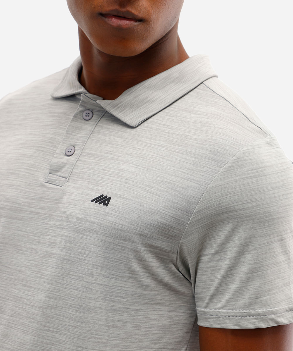 polo slim esportiva masculina cinza