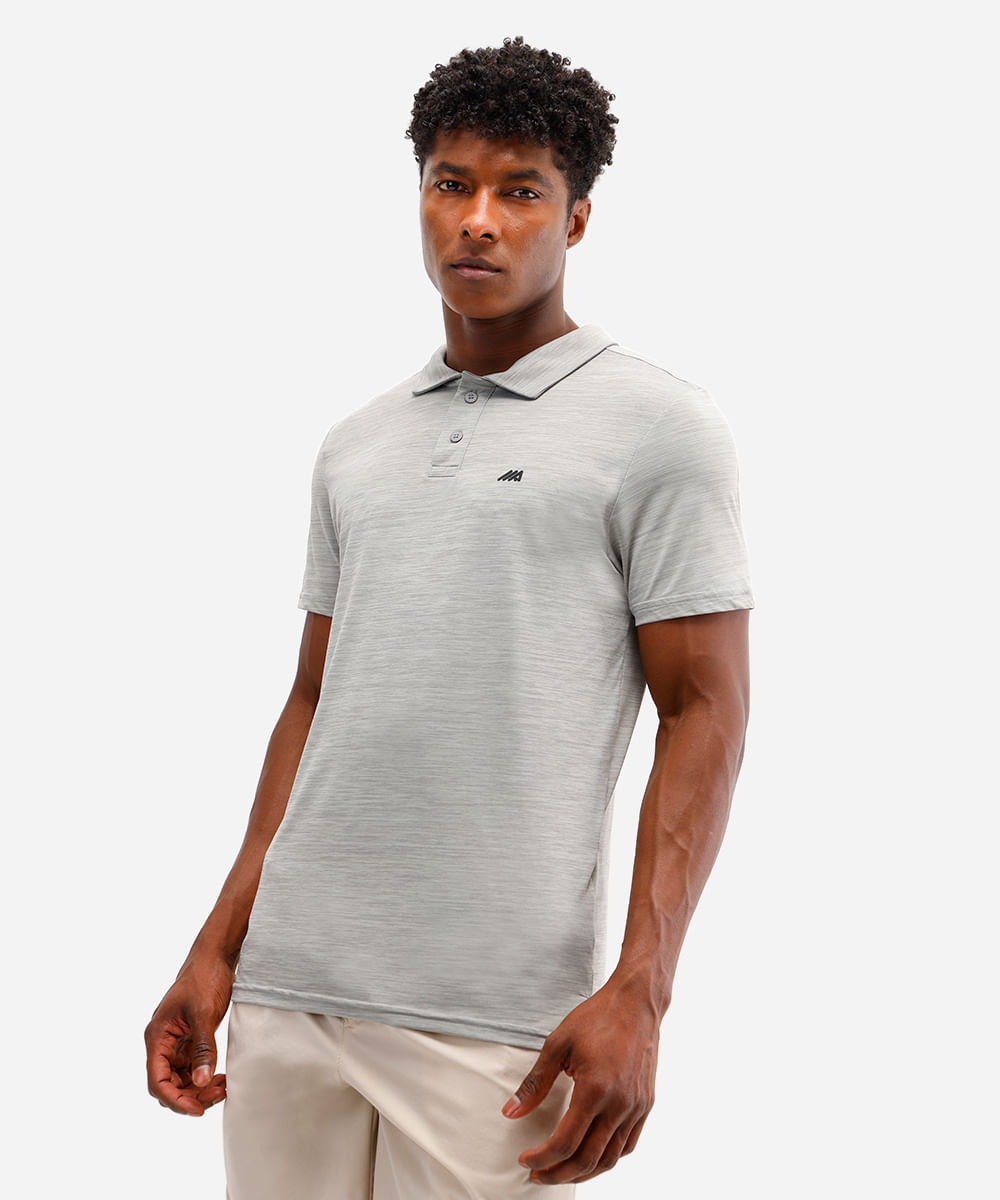 polo slim esportiva masculina cinza