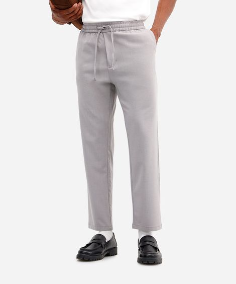 calça reta masculina bolsos chino cinza