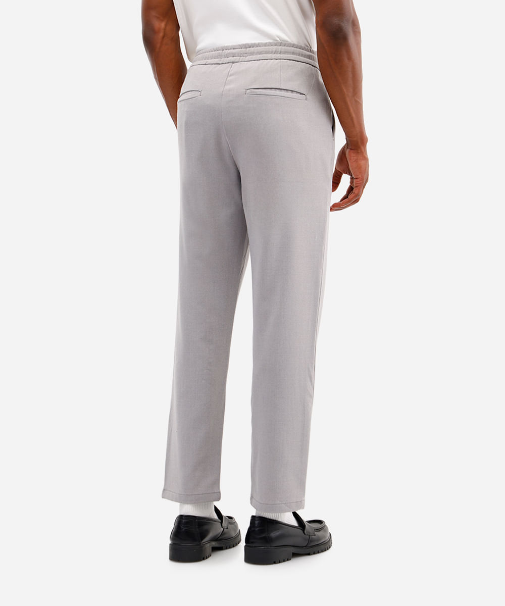 calça reta masculina bolsos chino cinza