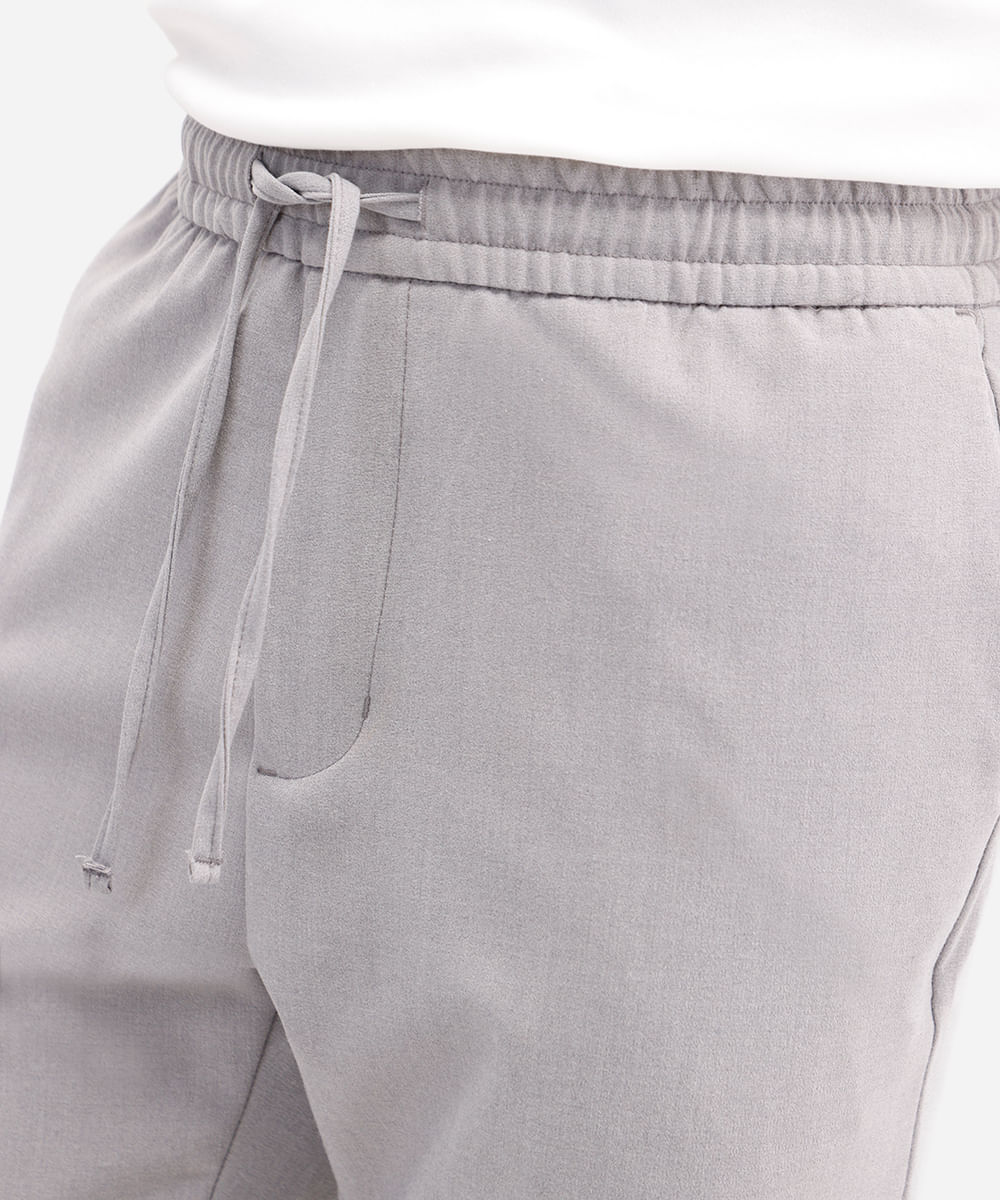 calça reta masculina bolsos chino cinza