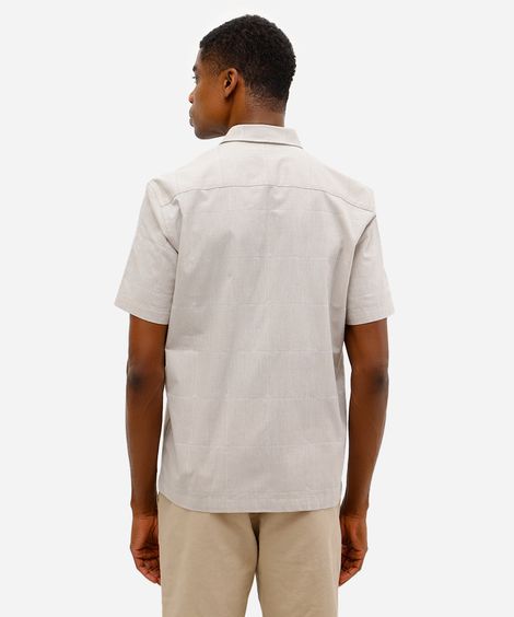 camisa masculina de algodão manga curta texturizada cinza