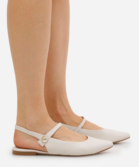 sapatilha boneca bico fino texturizada oneself off white