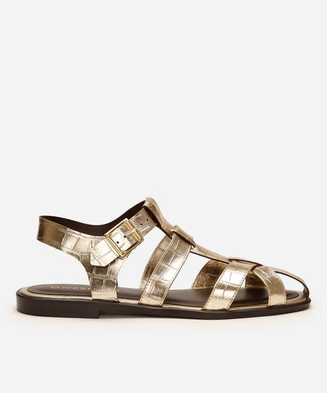 sandália pescador crocro metalizada oneself dourado