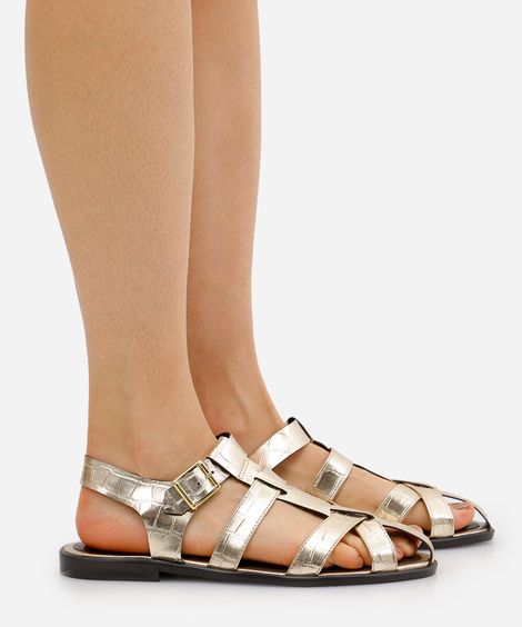 sandália pescador crocro metalizada oneself dourado