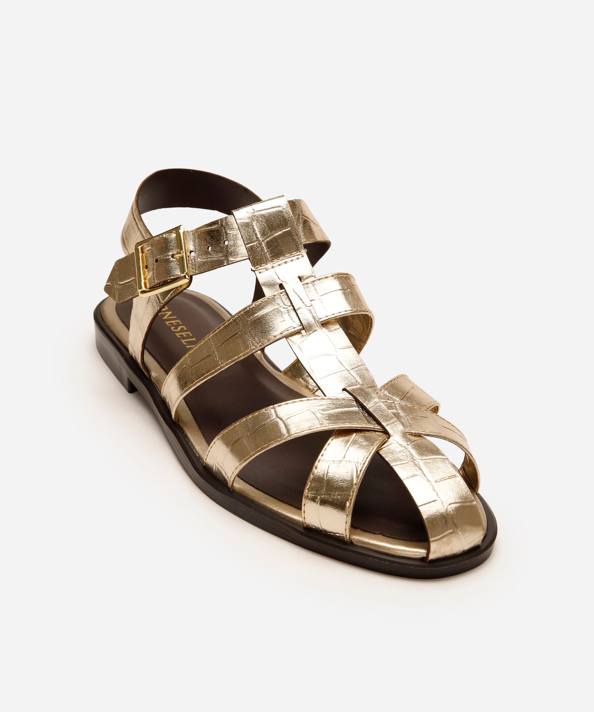 sandália pescador crocro metalizada oneself dourado