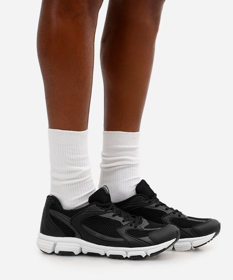 tênis esportivo ace com recortes preto