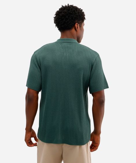 polo masculina de tricot canelada verde