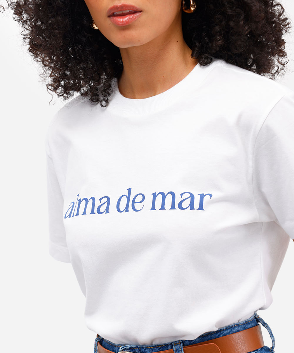 camiseta feminina de algodão alma de mar off white