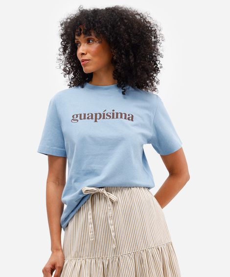 camiseta feminina de algodão guapíssima azul