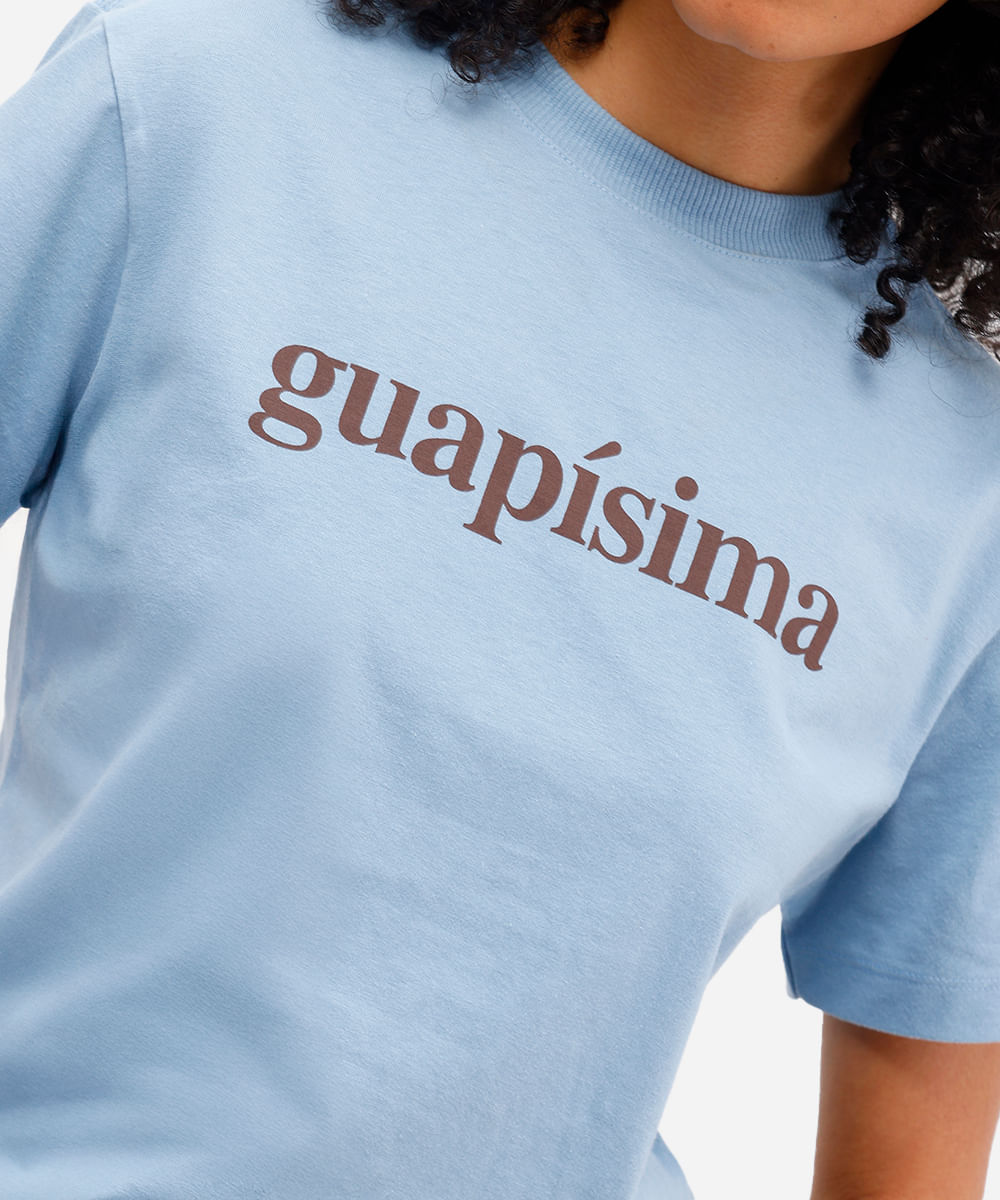 camiseta feminina de algodão guapíssima azul