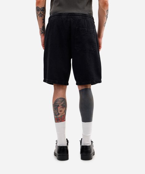 bermuda reta masculina jeans preta