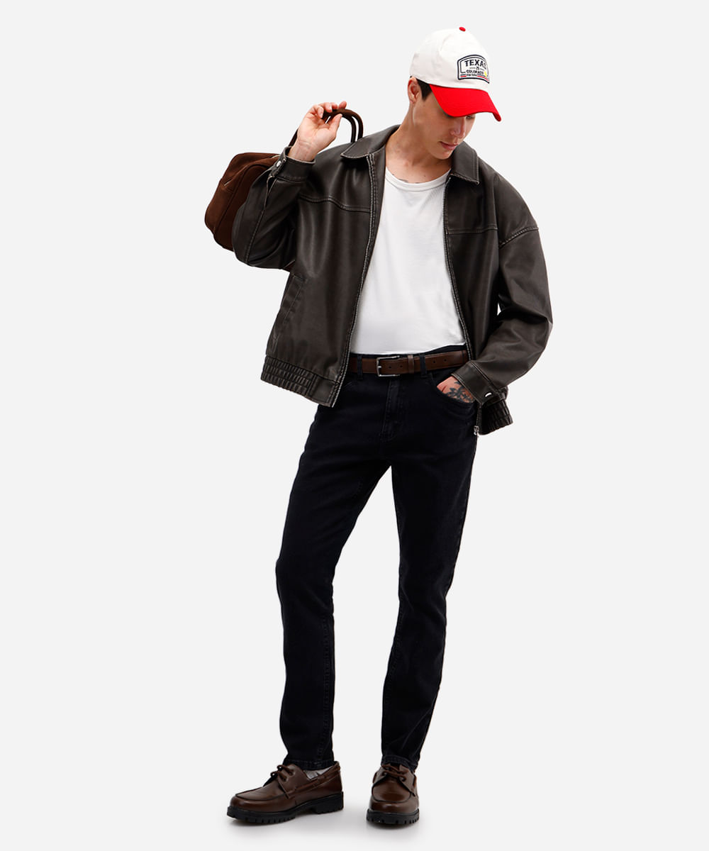 calça skinny masculina jeans destroyed preta