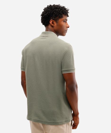 polo básica masculina de algodão manga curta texturizada verde