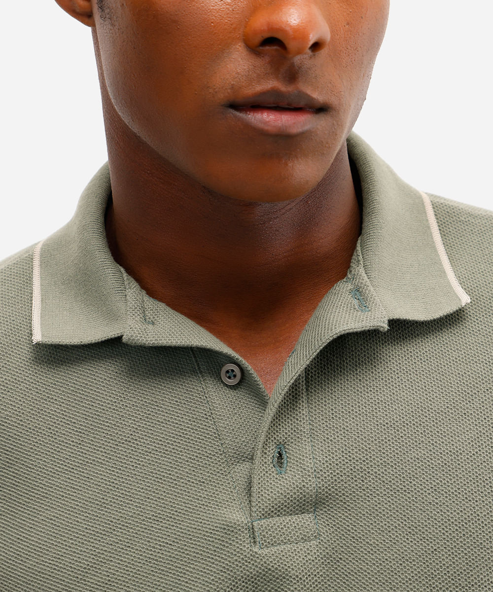 polo básica masculina de algodão manga curta texturizada verde