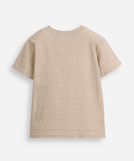 camiseta de algodão infantil básica texturizada bege