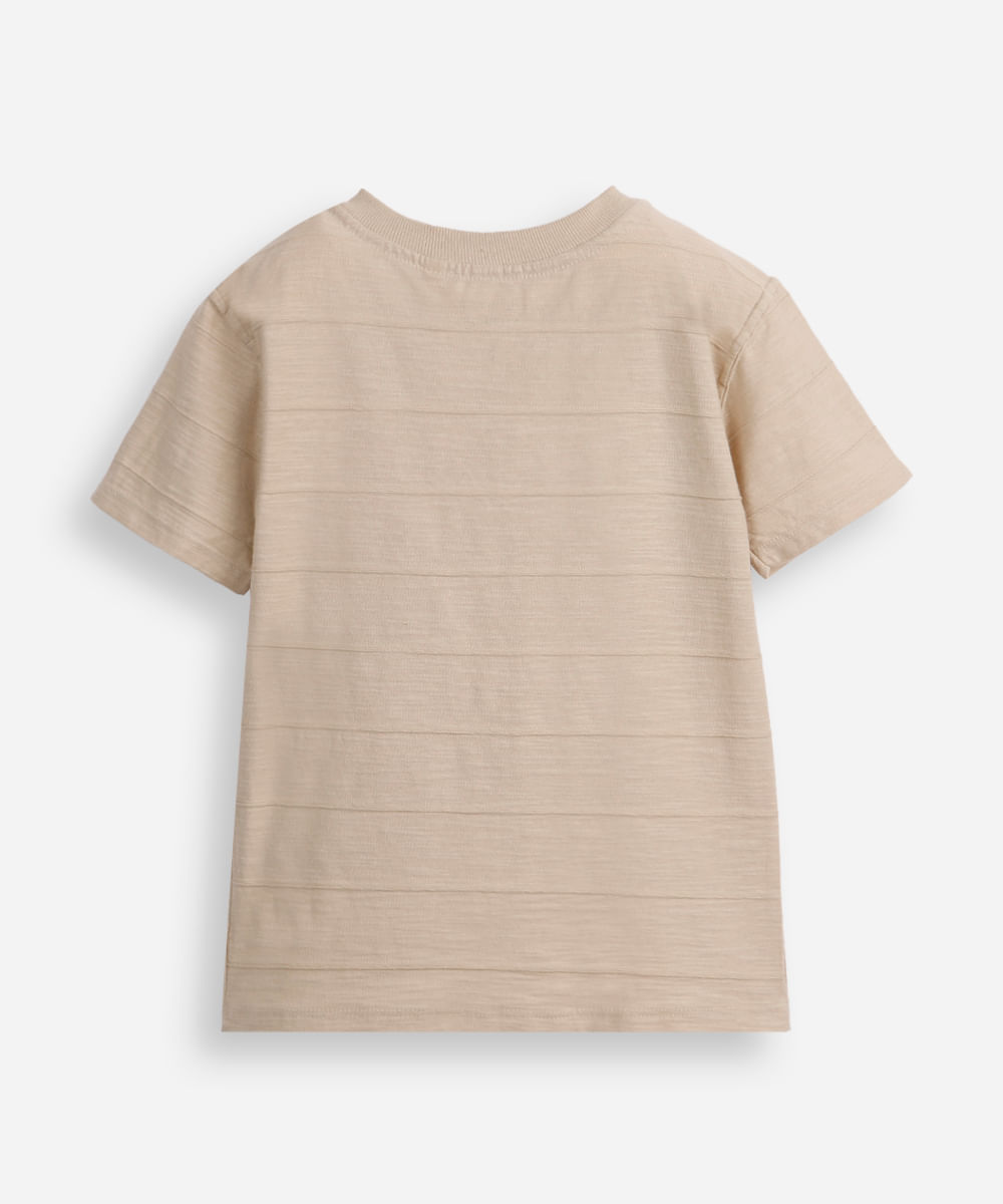 camiseta de algodão infantil básica texturizada bege