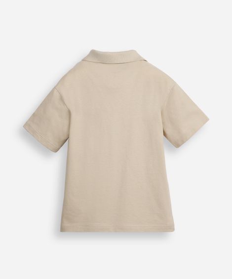 polo oversized infantil de algodão manga curta sport bege