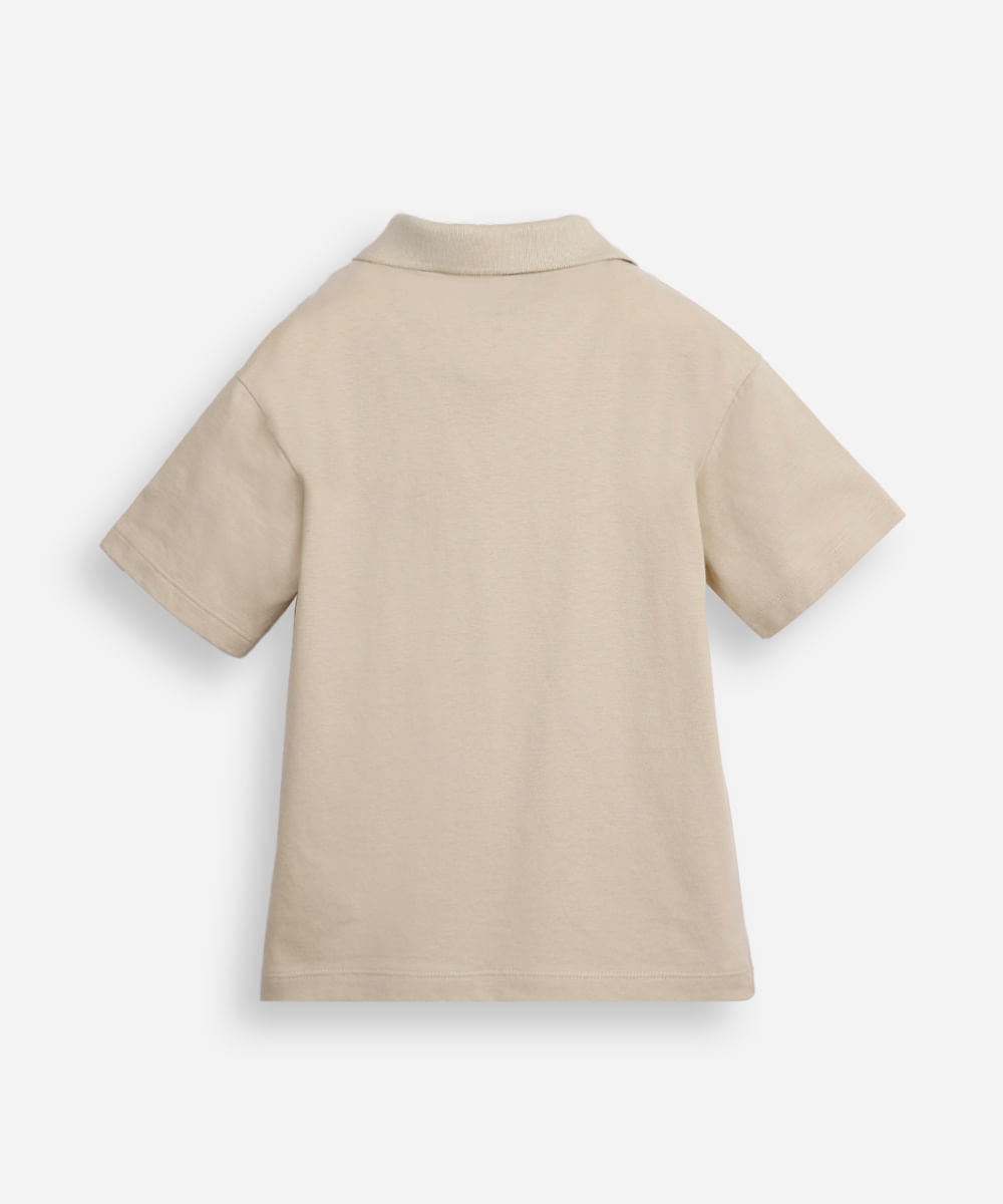 polo oversized infantil de algodão manga curta sport bege