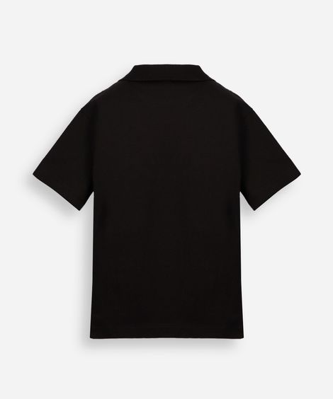 polo oversized infantil de algodão manga curta sport preta